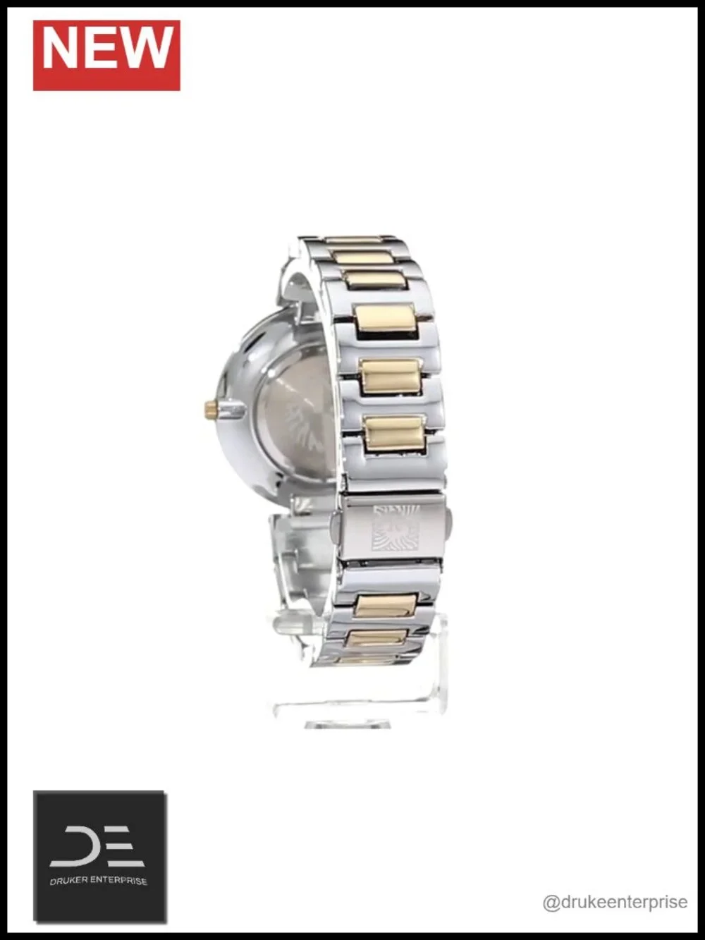 Two-Tone Gold and Silver Bracelet Watch with Crystal Embellished Bezel
